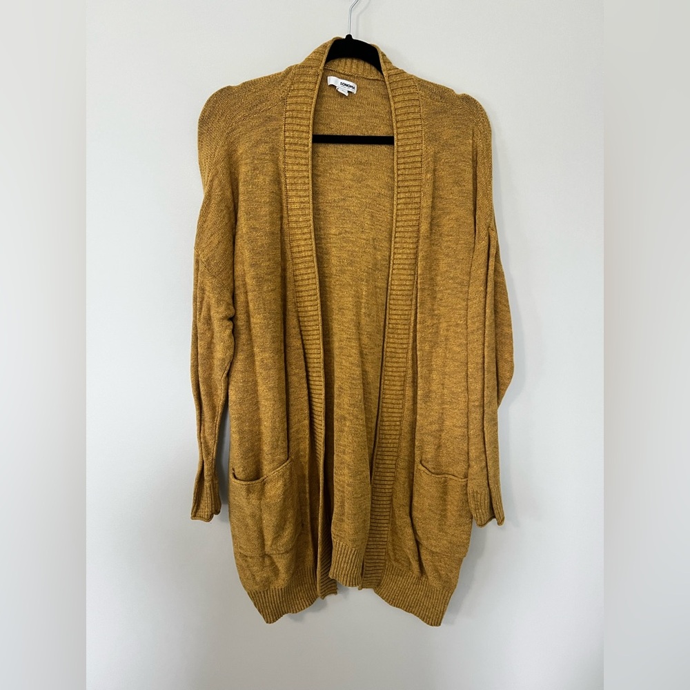 Sonoma Mustard Open-Front Cardigan Sweater